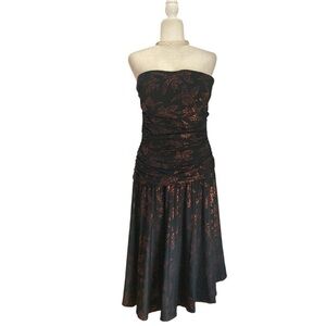Costantino Strapless Cocktail Dress Disco Vintage 70s Made in Italy Drapey